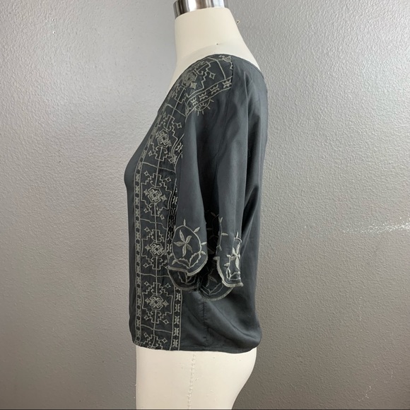 American Eagle Outfitters gray embroidered blouse - Picture 7 of 9